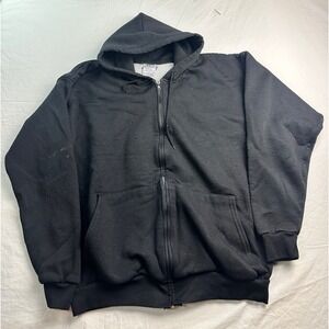 Vintage Pluma Thermal Lined Zip Up Hoodie Black Mens XL Heavyweight Sweatshirt